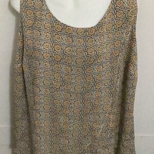 Dress Barn Floral Patterned Blouse size 2X Gold and Black
